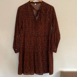 Margaret O’Leary dress or tunic top sz S,  tie top with v neck botanical print